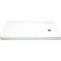 Sterling Ensemble Shower Base, 60 in L, 30 in W, 5 in H, Vikrell, White, Alcove Installation, 3516 in Drain 72171120-0